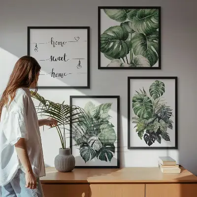Groene tropische bladeren aquarel meerluik in lijst