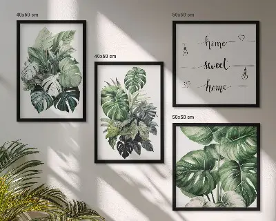 Groene tropische bladeren aquarel meerluik in lijst