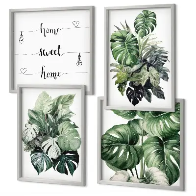 Groene tropische bladeren aquarel meerluik in lijst