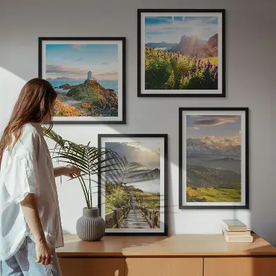 Bergbloemen hemelpad meerluik in lijst