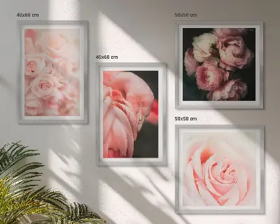 Set van posters met lijst met pastelroze flamingo's