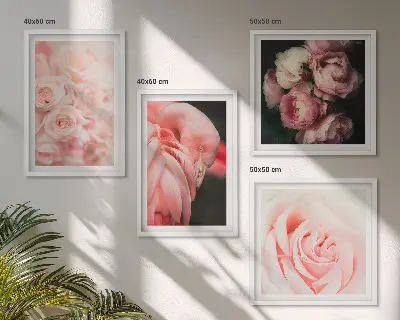 Set van posters met lijst met pastelroze flamingo's