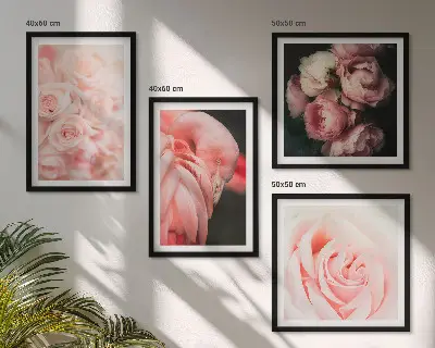Set van posters met lijst met pastelroze flamingo's