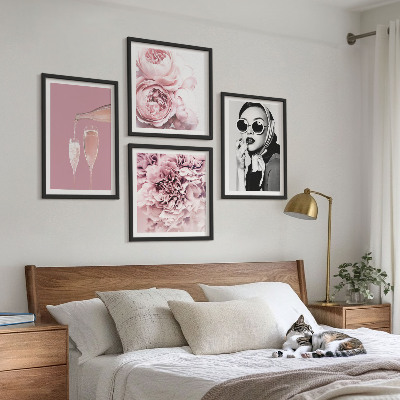 Set van posters met lijst Bloemen, pioenrozen, rozen, elegantie