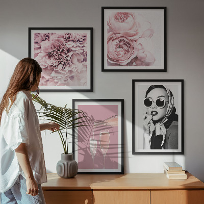 Set van posters met lijst Bloemen, pioenrozen, rozen, elegantie