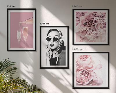 Set van posters met lijst Bloemen, pioenrozen, rozen, elegantie