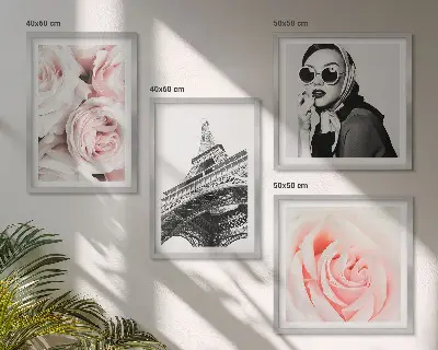 Eiffels portret van een vrouw met rozen meerluik in lijst
