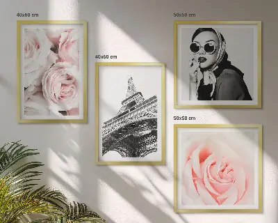 Eiffels portret van een vrouw met rozen meerluik in lijst