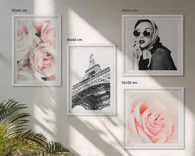 Eiffels portret van een vrouw met rozen meerluik in lijst