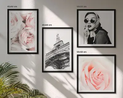 Eiffels portret van een vrouw met rozen meerluik in lijst