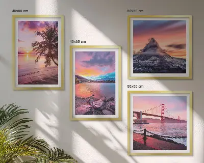 Zonsondergangen brug landschap meerluik in lijst