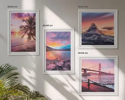 Zonsondergangen brug landschap meerluik in lijst