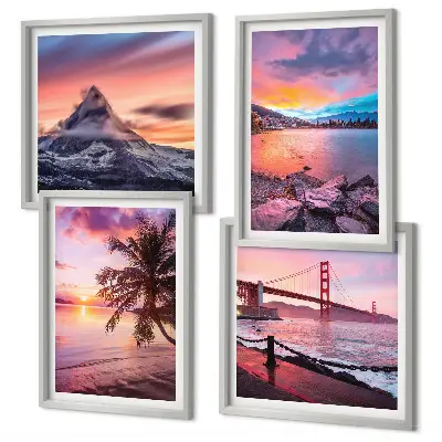 Zonsondergangen brug landschap meerluik in lijst