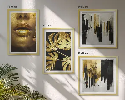 Abstracte bladschilderkunst met lijst set posters