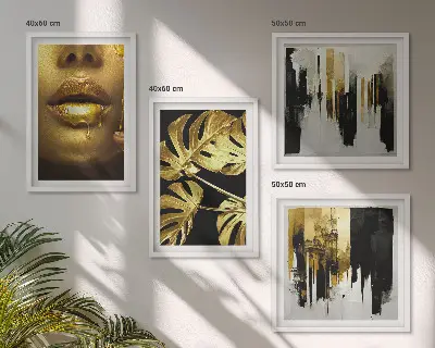 Abstracte bladschilderkunst met lijst set posters