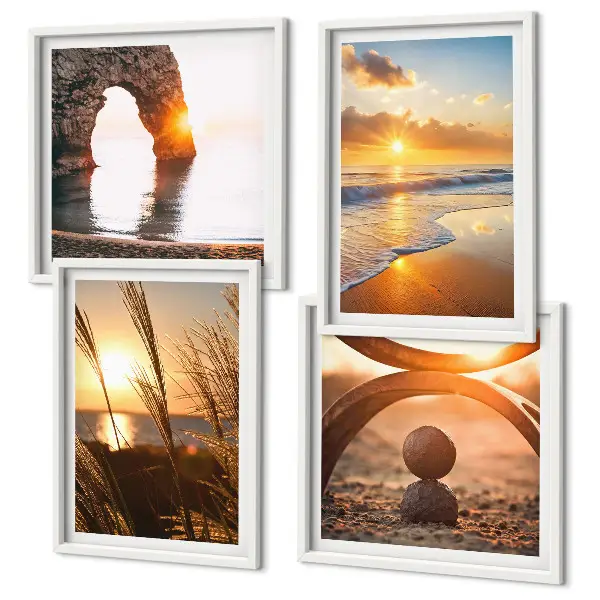 Poster set met lijst rustige landschappen van een zonnig strand