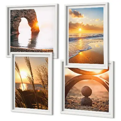 Set van posters met lijst Rustige landschappen van het strand van de zon