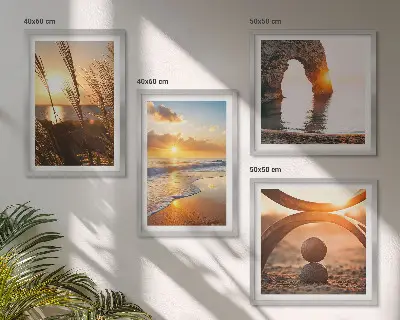 Poster set met lijst rustige landschappen van een zonnig strand