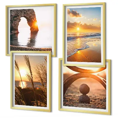 Poster set met lijst rustige landschappen van een zonnig strand