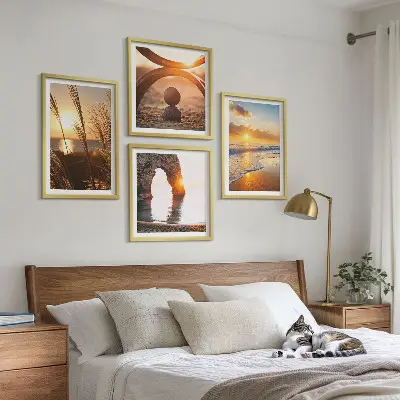 Poster set met lijst rustige landschappen van een zonnig strand