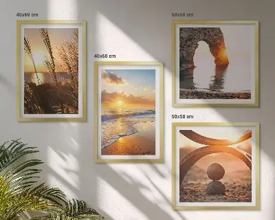Poster set met lijst rustige landschappen van een zonnig strand