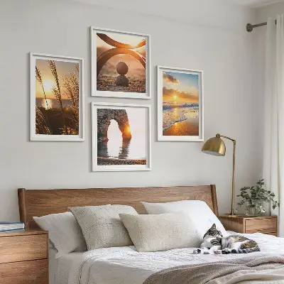 Poster set met lijst rustige landschappen van een zonnig strand