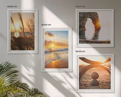 Poster set met lijst rustige landschappen van een zonnig strand