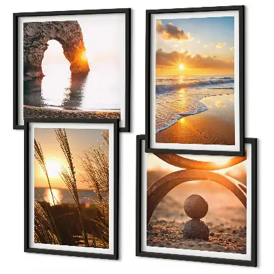 Poster set met lijst rustige landschappen van een zonnig strand
