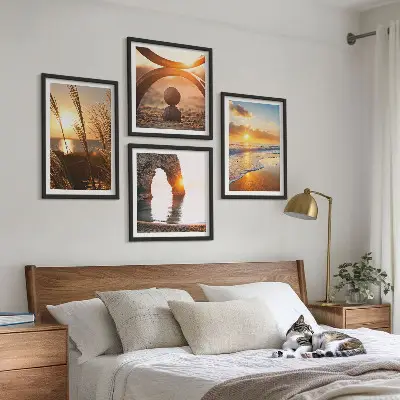 Poster set met lijst rustige landschappen van een zonnig strand