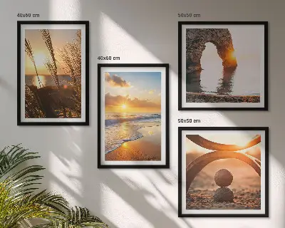 Poster set met lijst rustige landschappen van een zonnig strand