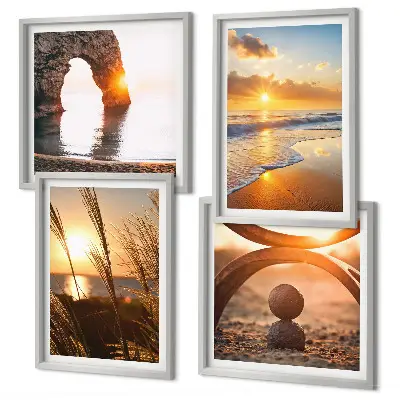 Poster set met lijst rustige landschappen van een zonnig strand