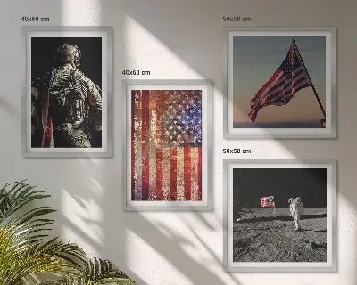 Amerikaanse symbolen, de vlag van de VS meerluik in lijst