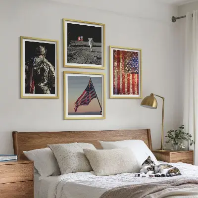Amerikaanse symbolen, de vlag van de VS meerluik in lijst