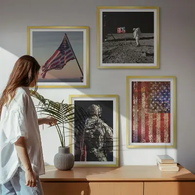 Amerikaanse symbolen, de vlag van de VS meerluik in lijst