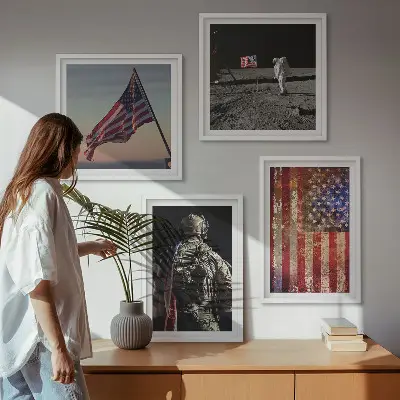 Amerikaanse symbolen, de vlag van de VS meerluik in lijst