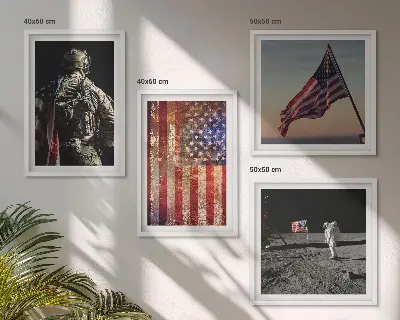 Amerikaanse symbolen, de vlag van de VS meerluik in lijst