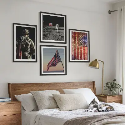 Amerikaanse symbolen, de vlag van de VS meerluik in lijst