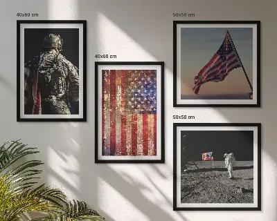 Amerikaanse symbolen, de vlag van de VS meerluik in lijst