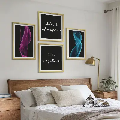 Neonlijnen golven op de achtergrond meerluik in lijst