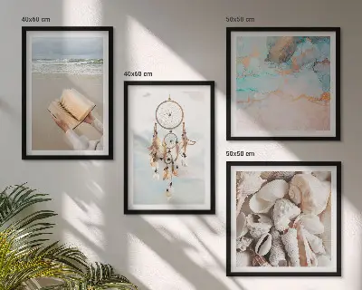 Boho boek over zeeschelpen meerluik in lijst