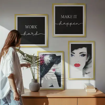 Set van posters met lijst Portretten van vrouwen met lippen
