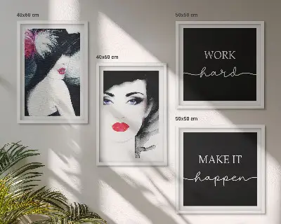 Set van posters met lijst Portretten van vrouwen met lippen