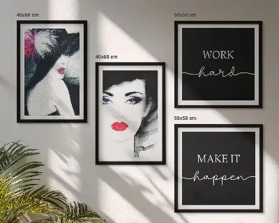 Set van posters met lijst Portretten van vrouwen met lippen