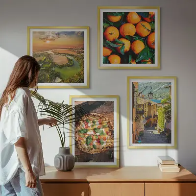 Set van posters met lijst met Italiaanse rivieren en heuvels