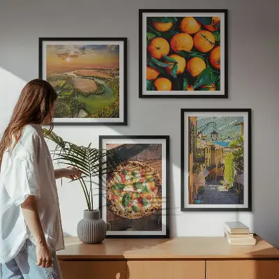 Set van posters met lijst met Italiaanse rivieren en heuvels