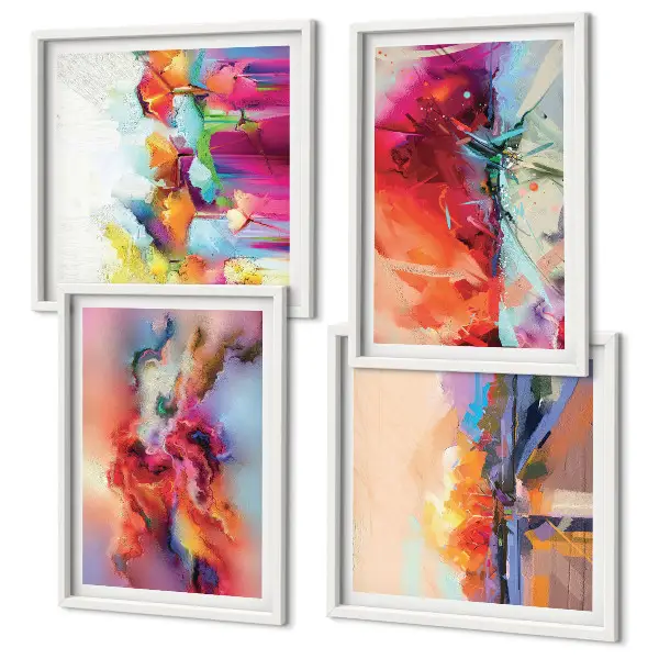 Kleurrijke abstracties van vorm meerluik in lijst