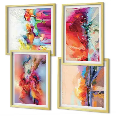 Kleurrijke abstracties van vorm meerluik in lijst