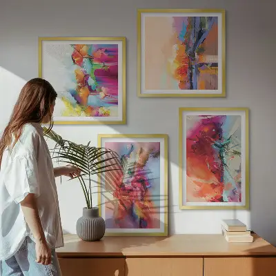 Kleurrijke abstracties van vorm meerluik in lijst