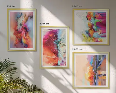 Kleurrijke abstracties van vorm meerluik in lijst