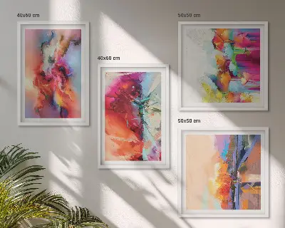 Kleurrijke abstracties van vorm meerluik in lijst